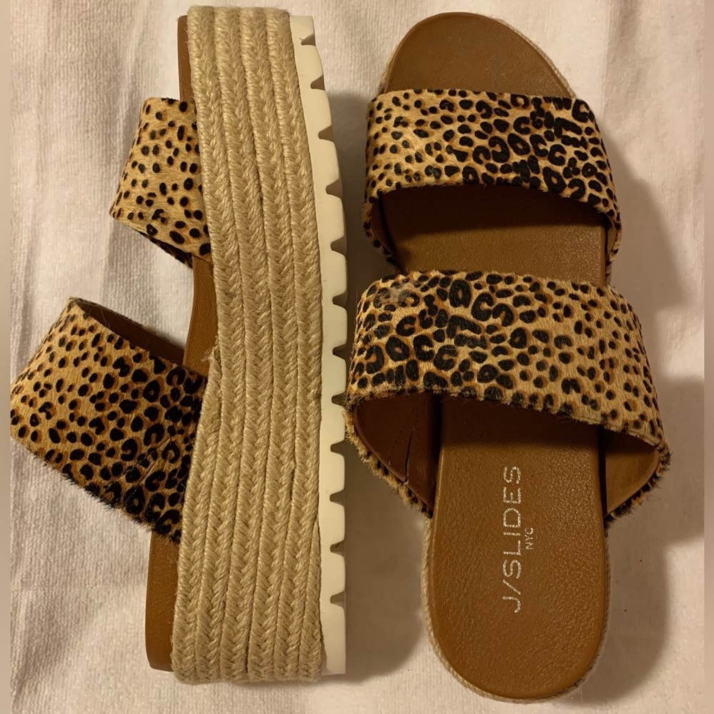 J Slides / J/Slides Cheetah 3” Platform Sandals, Women’s 10, NWOT